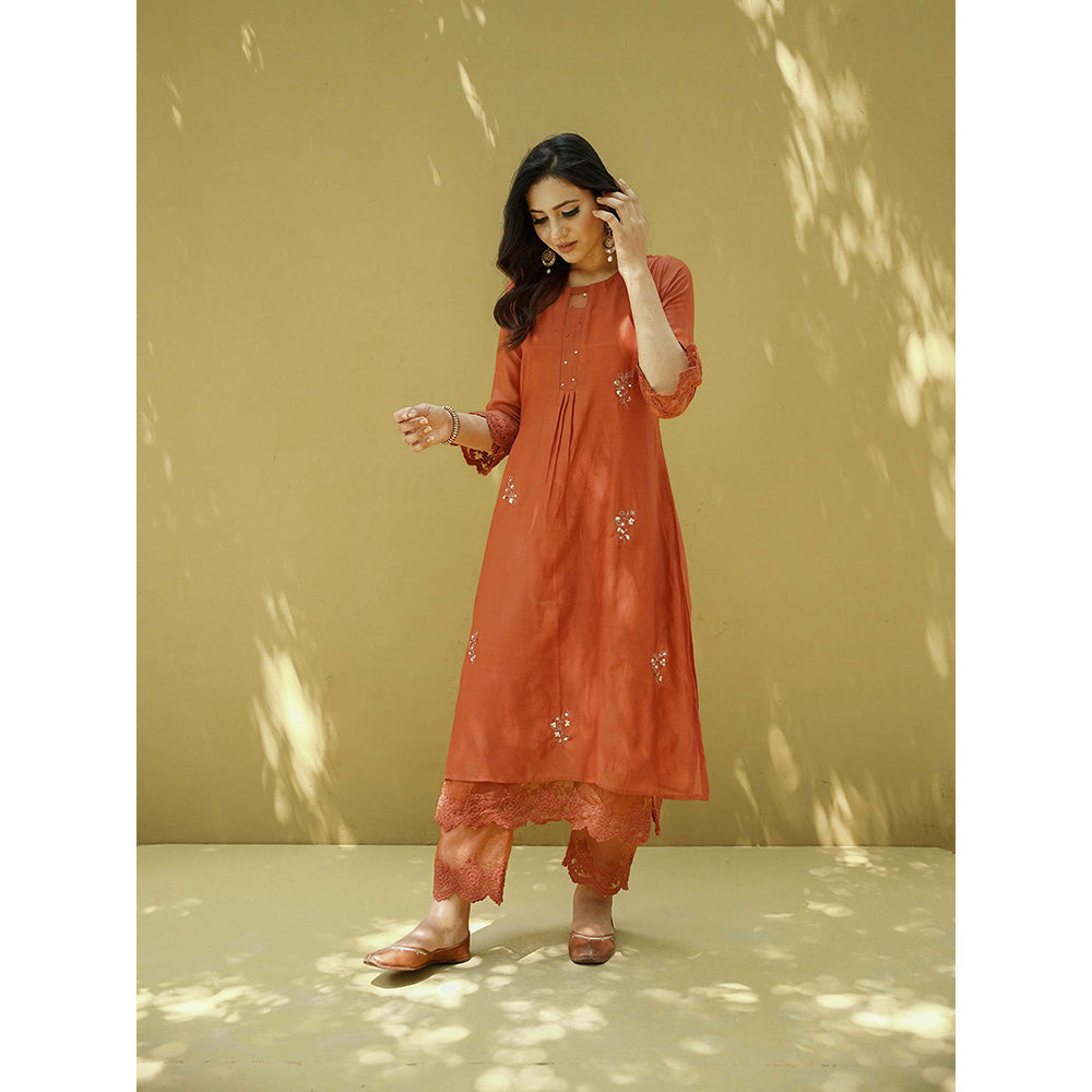 Naaz By Noor Goonj Ginger Kurta and Pant with Dupatta (Set of 3)