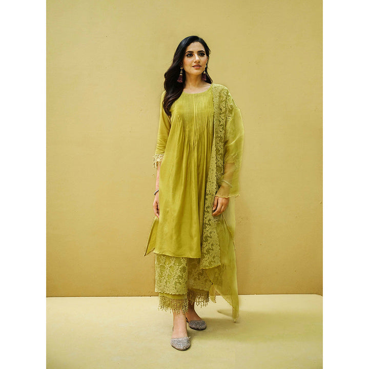 Naaz By Noor Goonj Olive Kurta and Pant with Dupatta (Set of 3)