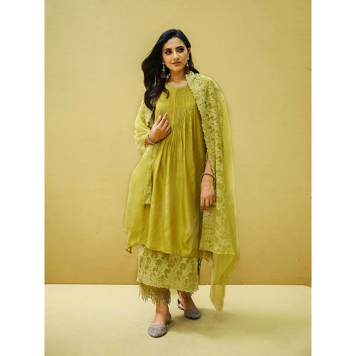 Naaz By Noor Goonj Olive Kurta and Pant with Dupatta (Set of 3)