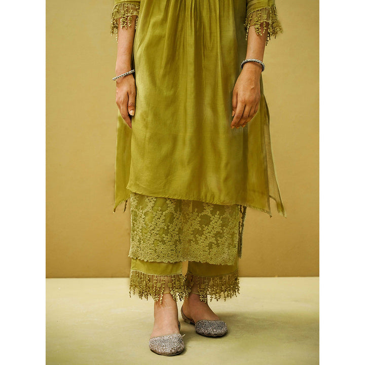 Naaz By Noor Goonj Olive Kurta and Pant with Dupatta (Set of 3)