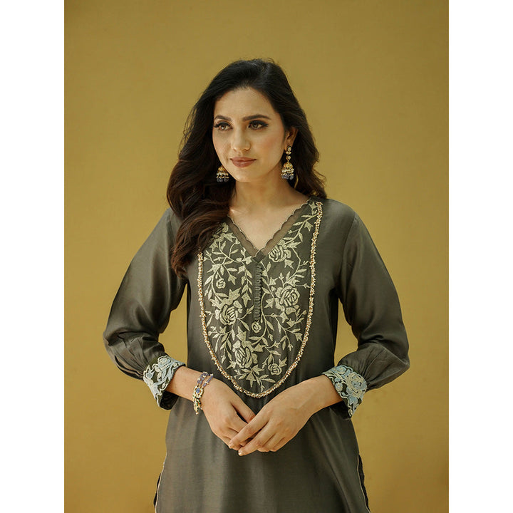 Naaz By Noor Goonj Charcoal Grey Kurta and Pant with Dupatta (Set of 3)