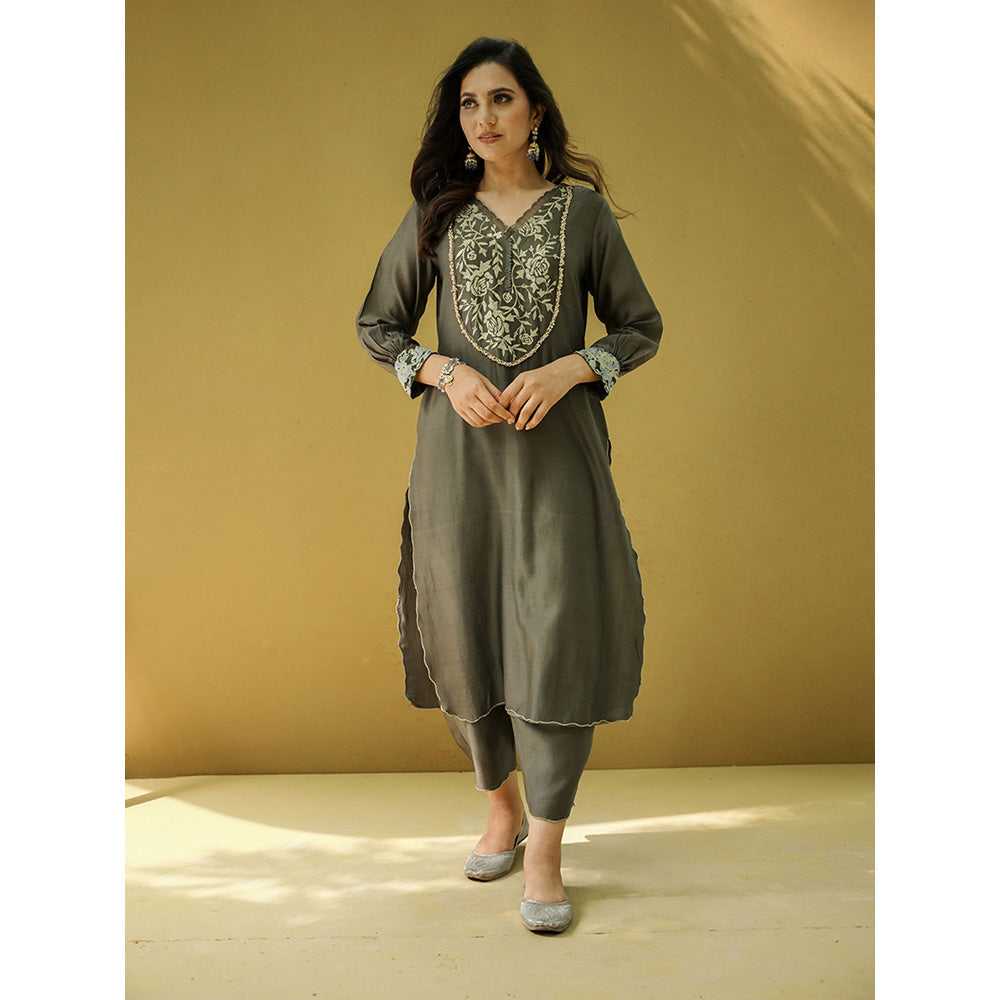 Naaz By Noor Goonj Charcoal Grey Kurta and Pant with Dupatta (Set of 3)