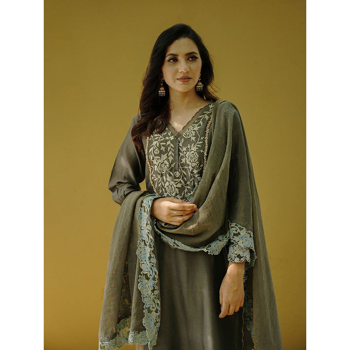 Naaz By Noor Goonj Charcoal Grey Kurta and Pant with Dupatta (Set of 3)