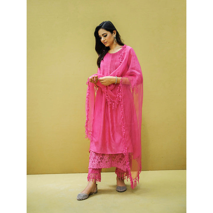 Naaz By Noor Goonj Hot Pink Kurta and Pant with Dupatta (Set of 3)