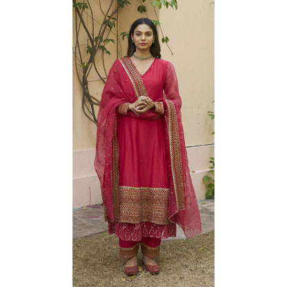 Naaz By Noor Kikli Pink Embroidered Kurta with Pant and Dupatta (Set of 3)