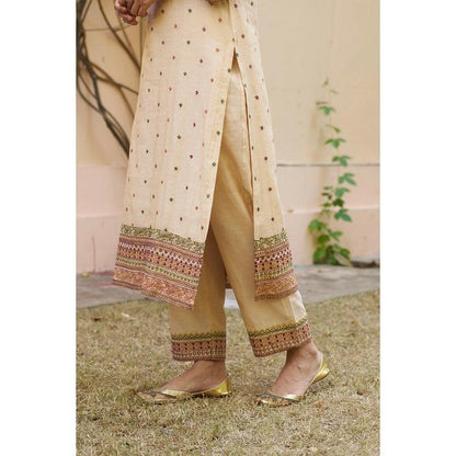 Naaz By Noor Kikli Cream Embroidered Kurta with Pant and Dupatta (Set of 3)