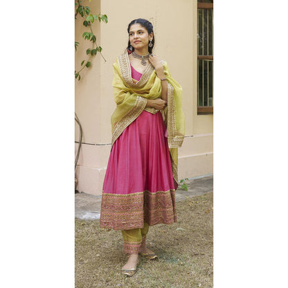Naaz By Noor Kikli Pink Embroidered Anarkali with Pant and Dupatta (Set of 3)