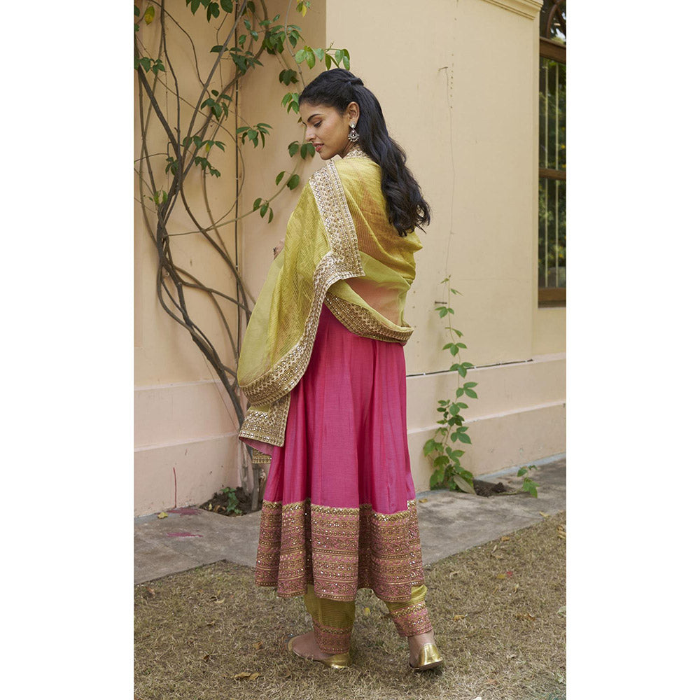 Naaz By Noor Kikli Pink Embroidered Anarkali with Pant and Dupatta (Set of 3)