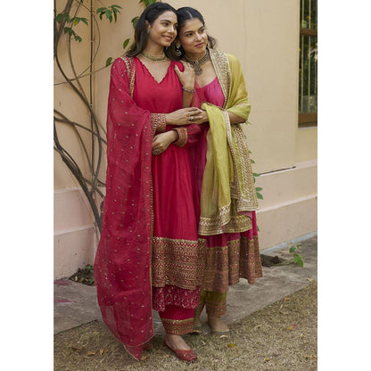 Naaz By Noor Kikli Pink Embroidered Anarkali with Pant and Dupatta (Set of 3)