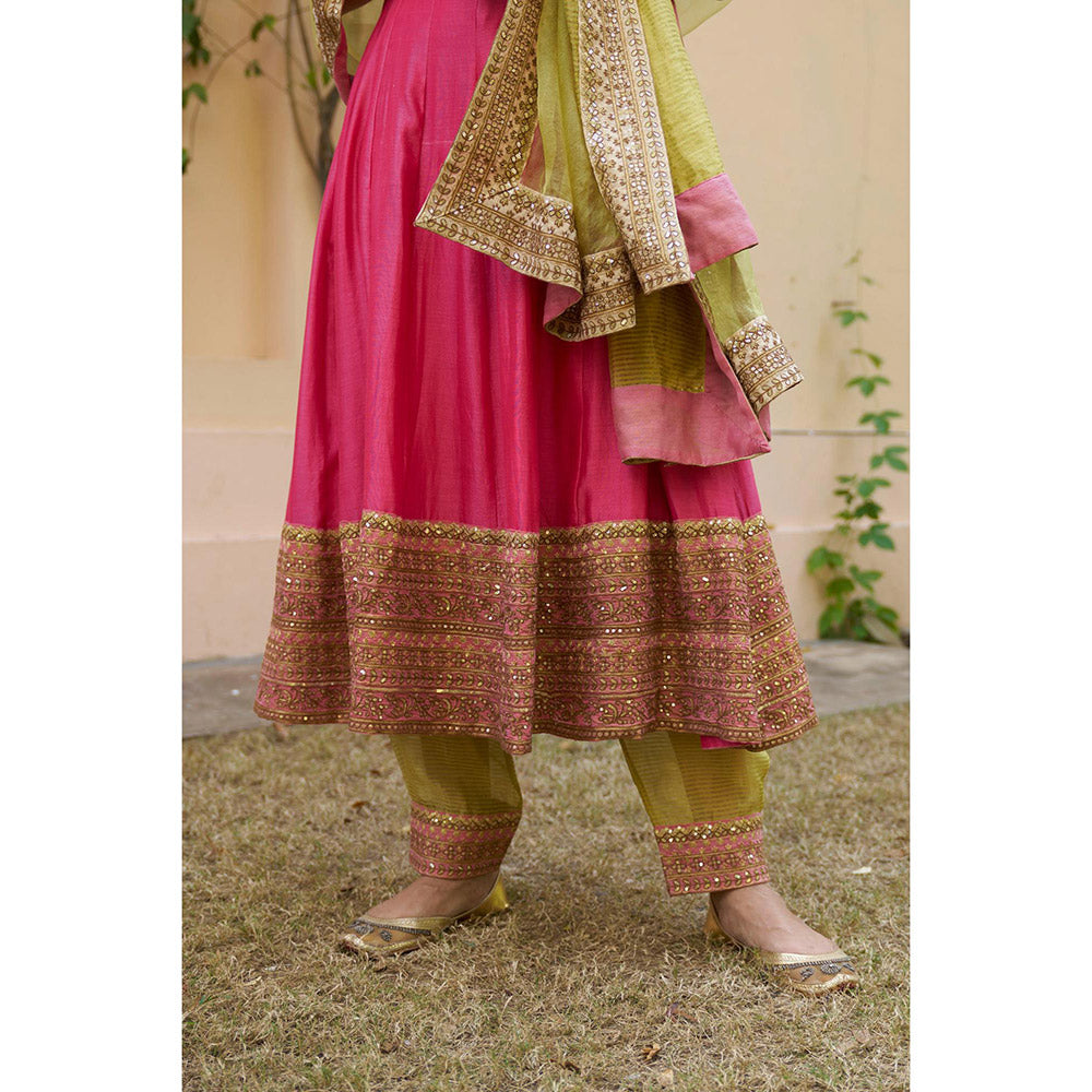Naaz By Noor Kikli Pink Embroidered Anarkali with Pant and Dupatta (Set of 3)