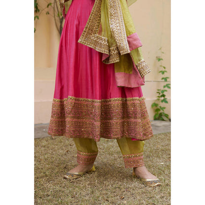 Naaz By Noor Kikli Pink Embroidered Anarkali with Pant and Dupatta (Set of 3)