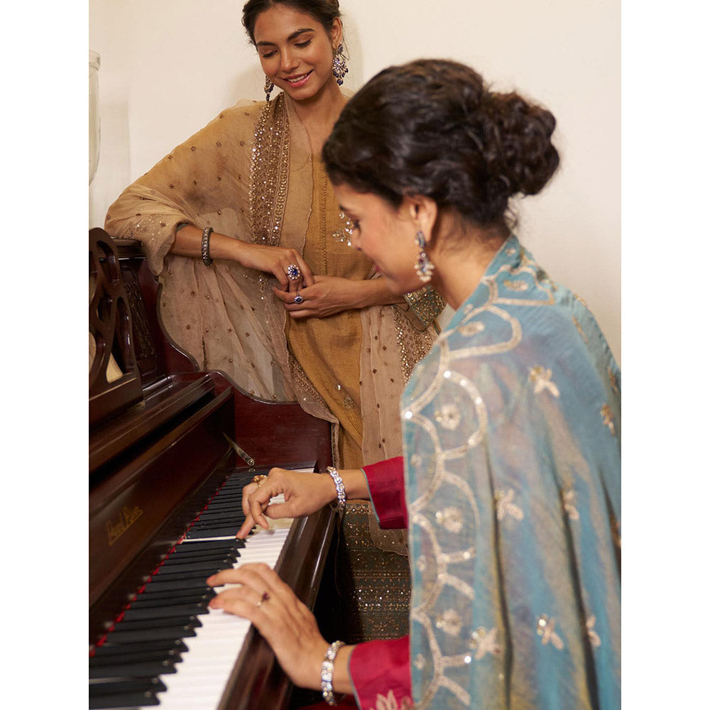 Naaz By Noor Kikli Plum Pink Embroidered Anarkali with Pant and Dupatta (Set of 3)