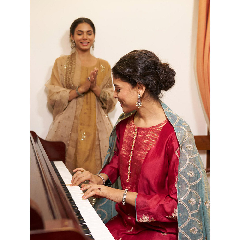 Naaz By Noor Kikli Plum Pink Embroidered Anarkali with Pant and Dupatta (Set of 3)