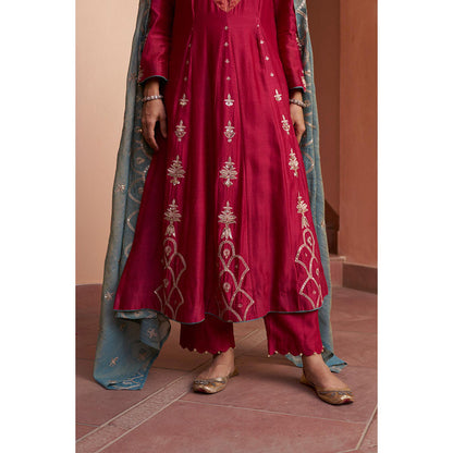 Naaz By Noor Kikli Plum Pink Embroidered Anarkali with Pant and Dupatta (Set of 3)