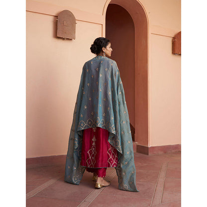 Naaz By Noor Kikli Plum Pink Embroidered Anarkali with Pant and Dupatta (Set of 3)