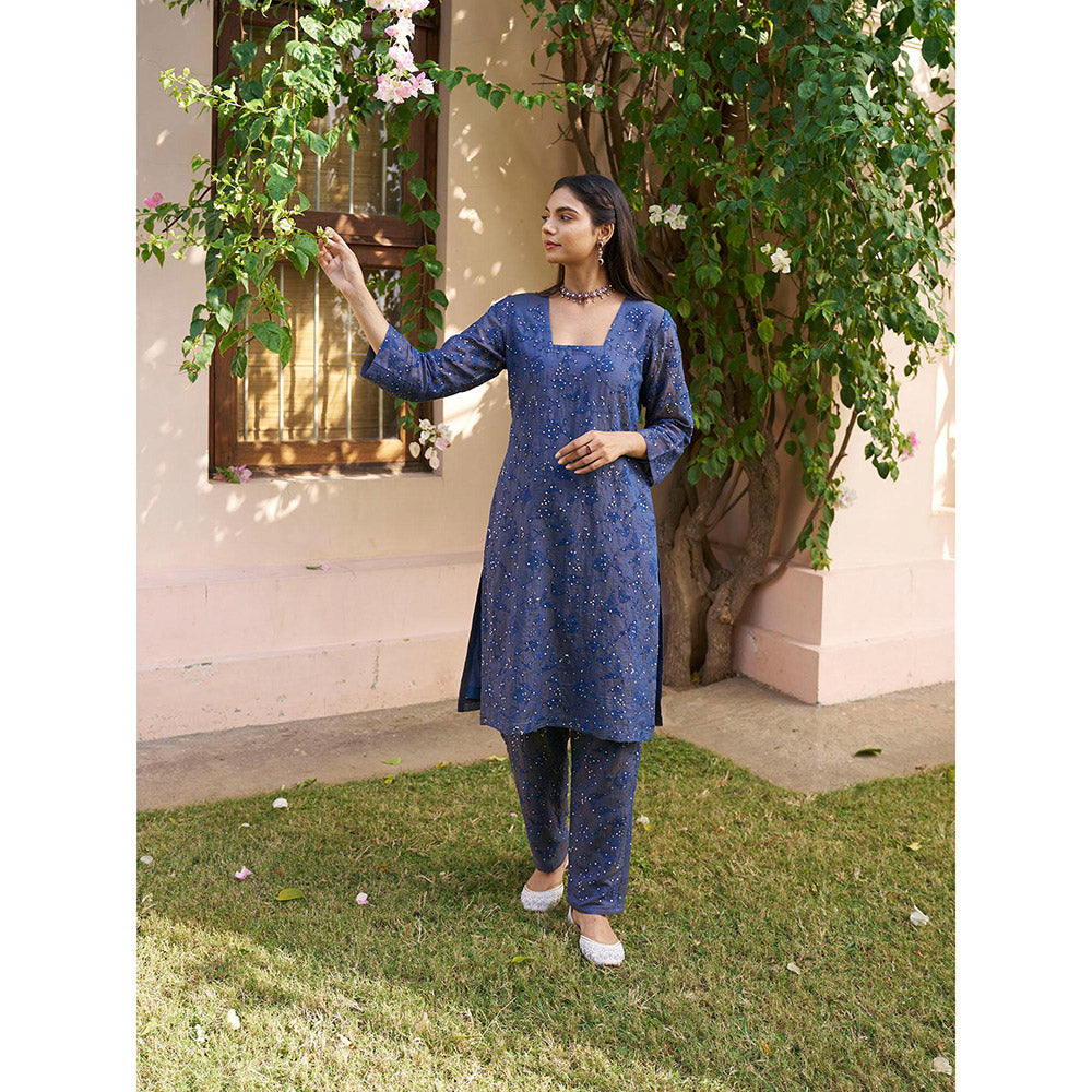 Naaz By Noor Kikli Blue Embroidered Kurta with Pant (Set of 2)