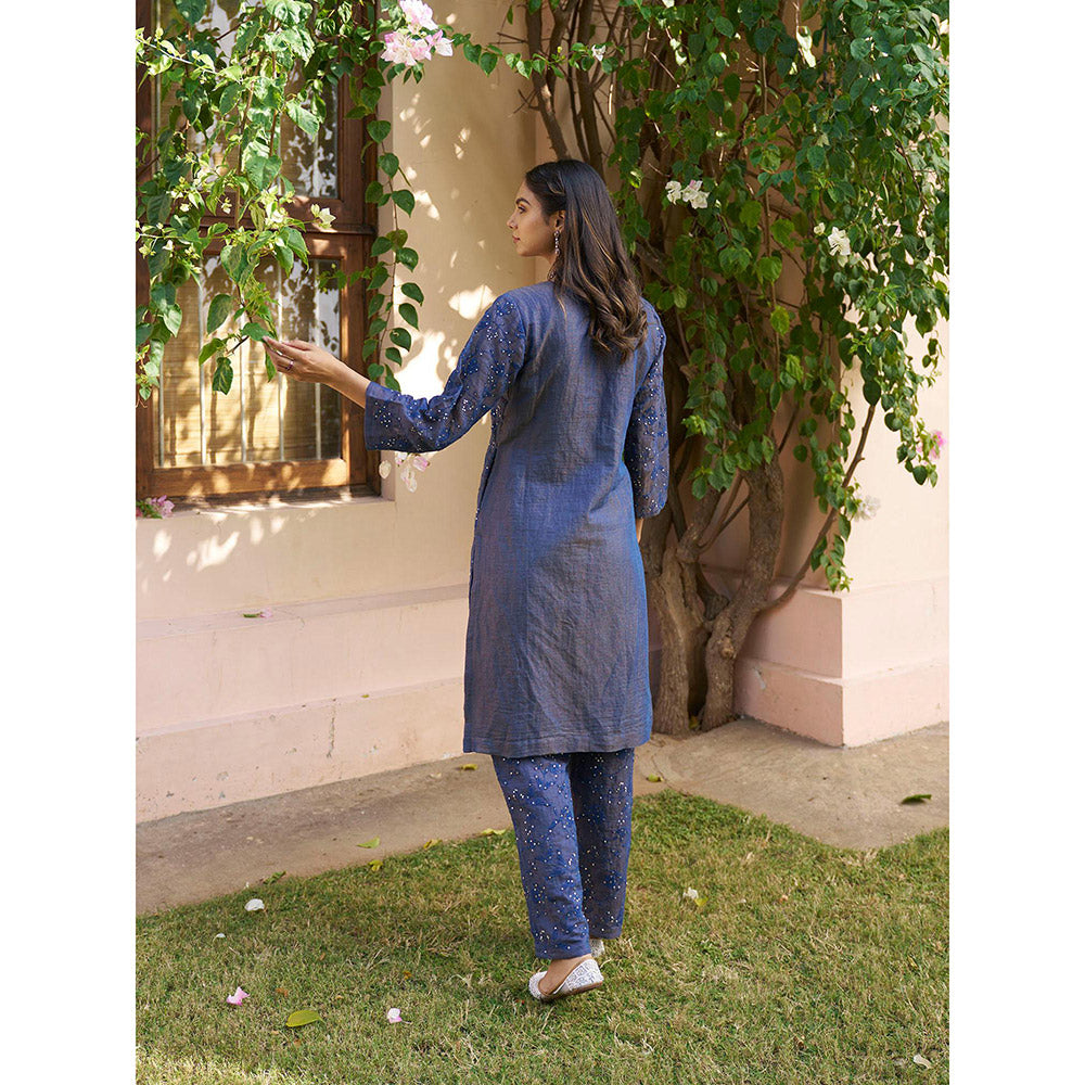 Naaz By Noor Kikli Blue Embroidered Kurta with Pant (Set of 2)