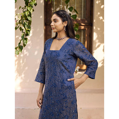Naaz By Noor Kikli Blue Embroidered Kurta with Pant (Set of 2)