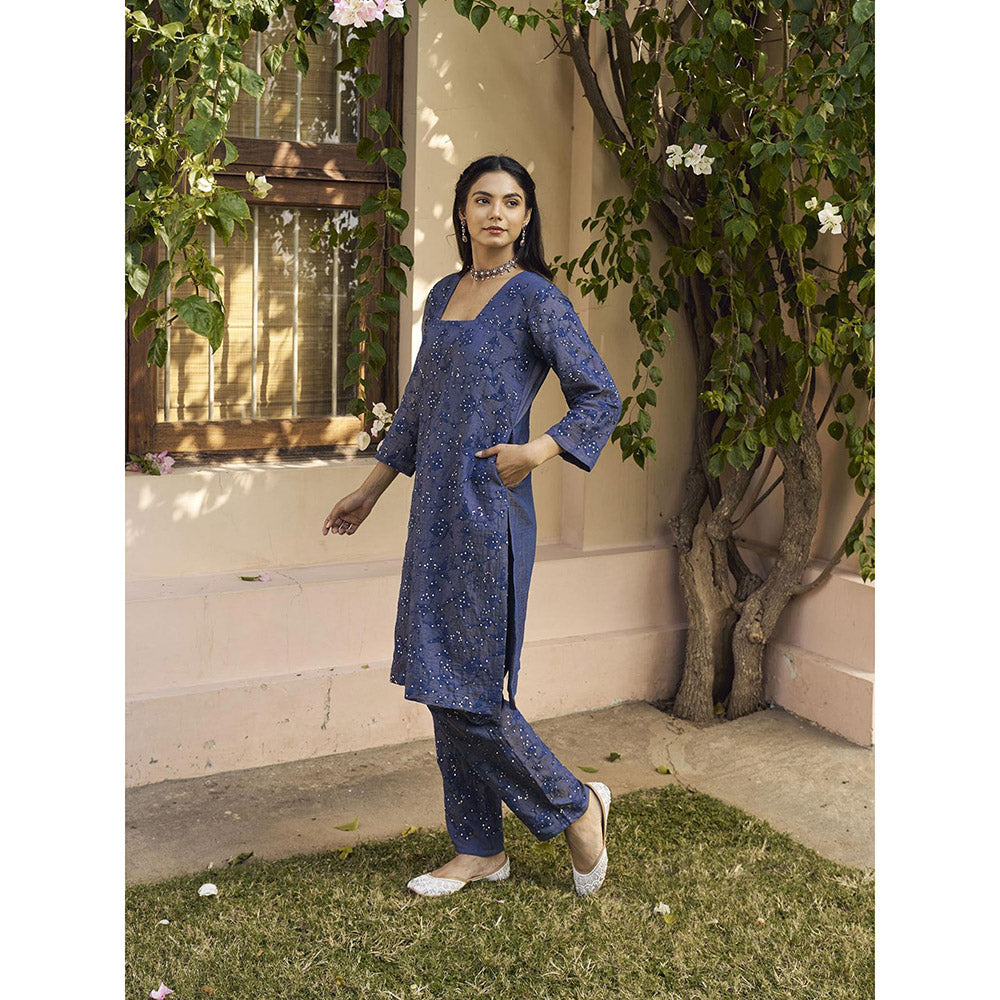 Naaz By Noor Kikli Blue Embroidered Kurta with Pant (Set of 2)