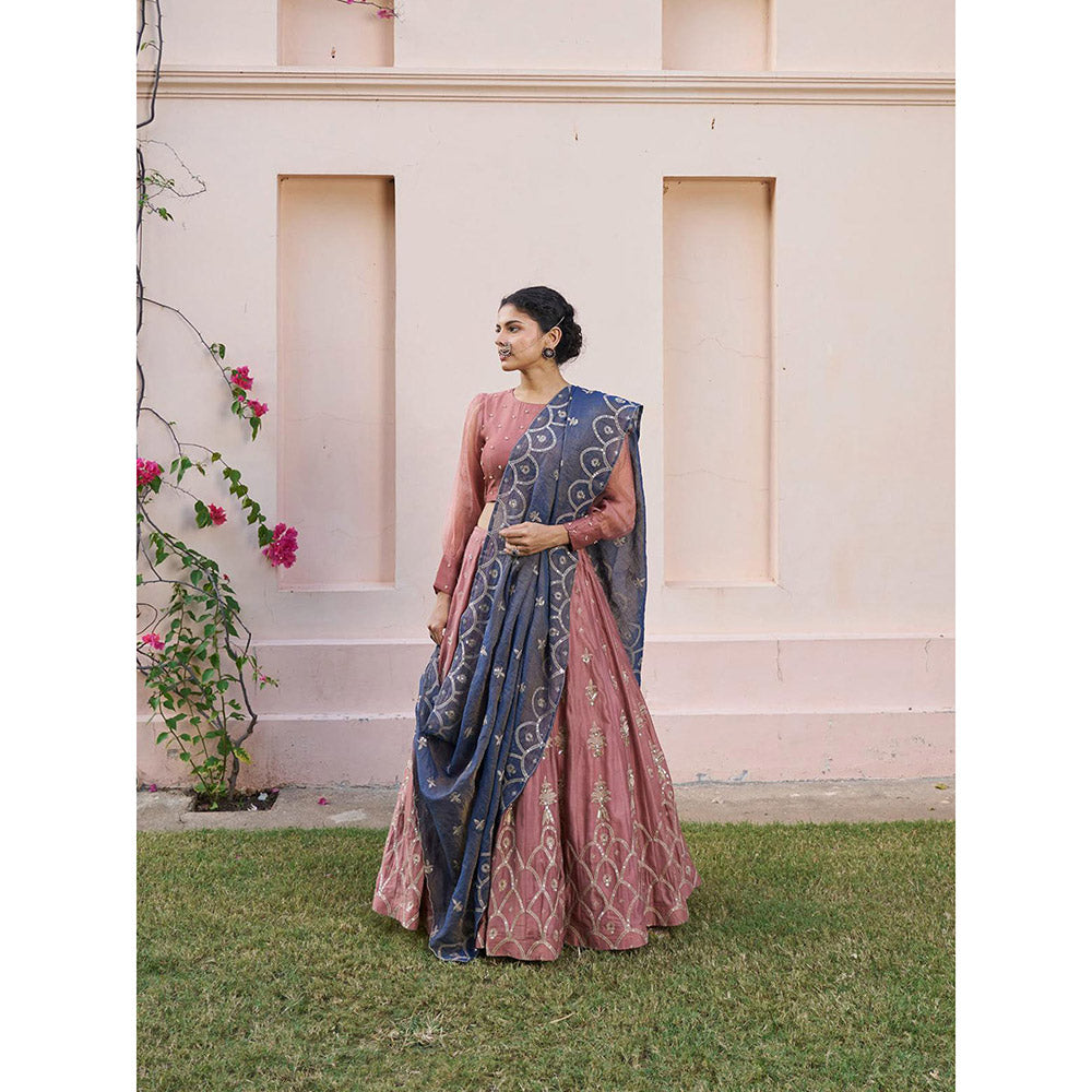 Naaz By Noor Kikli Dusky Pink Lehenga with Blouse and Dupatta (Set of 3)