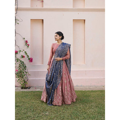 Naaz By Noor Kikli Dusky Pink Lehenga with Blouse and Dupatta (Set of 3)