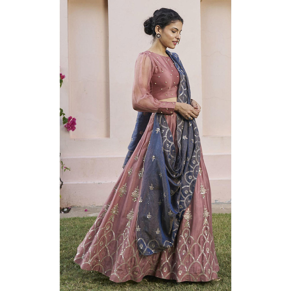 Naaz By Noor Kikli Dusky Pink Lehenga with Blouse and Dupatta (Set of 3)