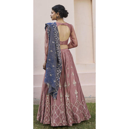 Naaz By Noor Kikli Dusky Pink Lehenga with Blouse and Dupatta (Set of 3)