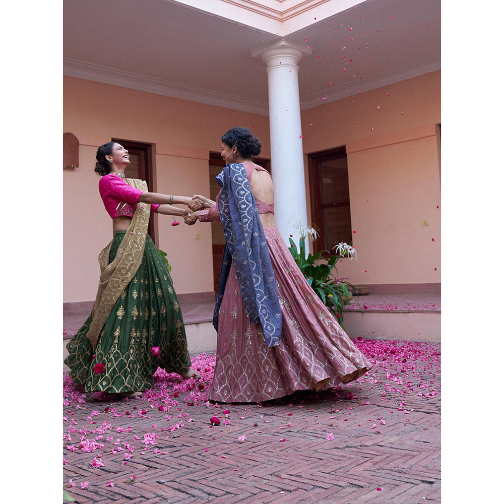 Naaz By Noor Kikli Dusky Pink Lehenga with Blouse and Dupatta (Set of 3)