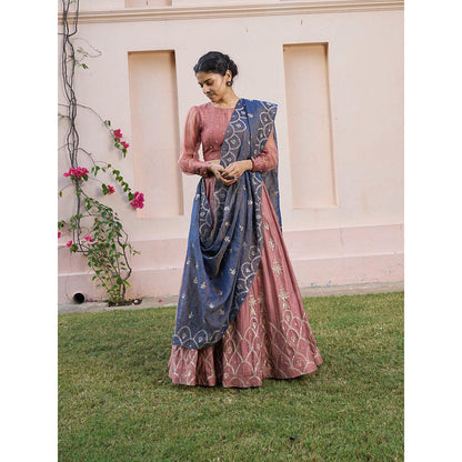 Naaz By Noor Kikli Dusky Pink Lehenga with Blouse and Dupatta (Set of 3)