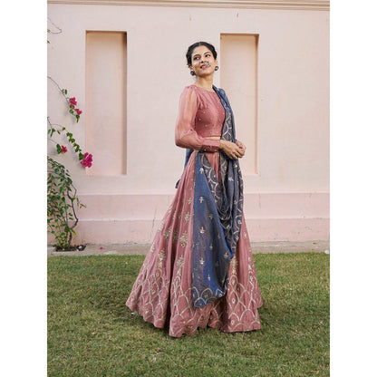 Naaz By Noor Kikli Dusky Pink Lehenga with Blouse and Dupatta (Set of 3)