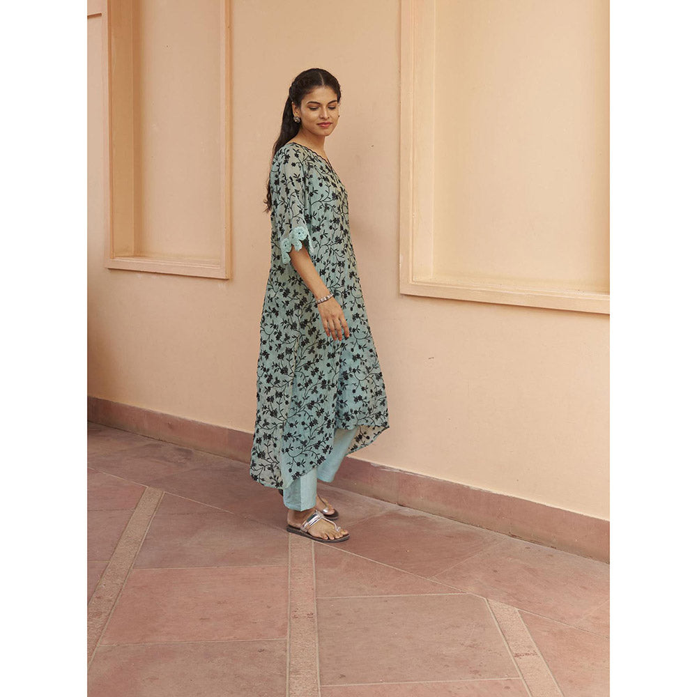 Naaz By Noor Kikli Blue Embroidered Kurta with Pant (Set of 2)