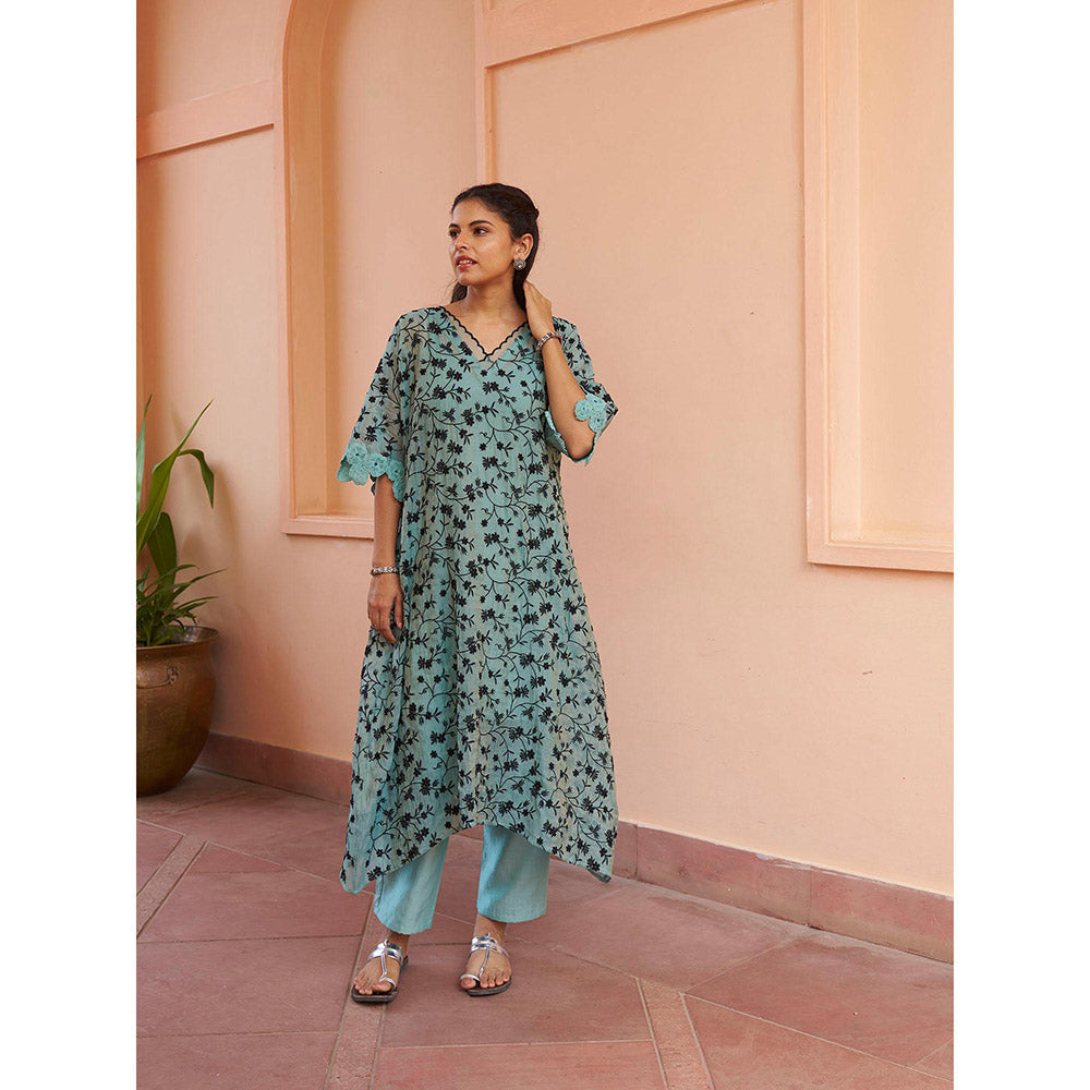 Naaz By Noor Kikli Blue Embroidered Kurta with Pant (Set of 2)