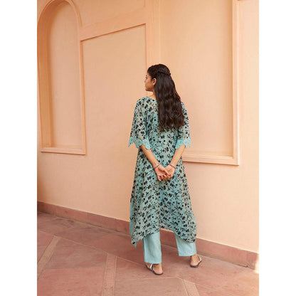 Naaz By Noor Kikli Blue Embroidered Kurta with Pant (Set of 2)