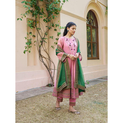 Naaz By Noor Kikli Pink Embroidered Anarkali with Pant and Dupatta (Set of 3)