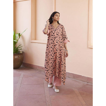 Naaz By Noor Kikli Dusky Peach Embroidered Kurta with Pant (Set of 2)