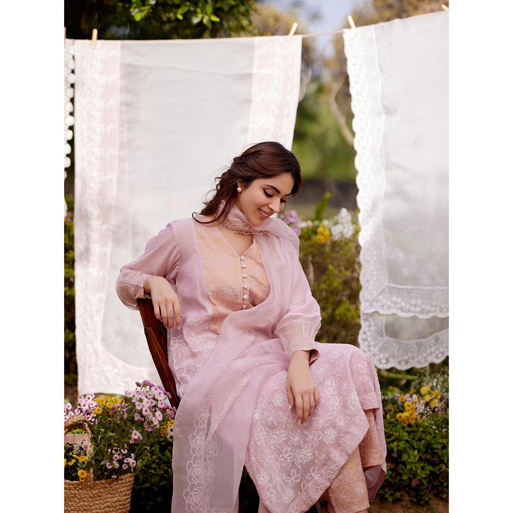 Naaz By Noor Pink Kurta with Pant and Dupatta (Set of 3)