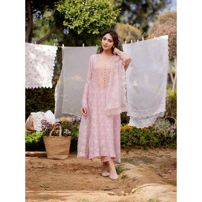 Naaz By Noor Pink Kurta with Pant and Dupatta (Set of 3)