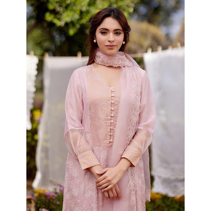 Naaz By Noor Pink Kurta with Pant and Dupatta (Set of 3)