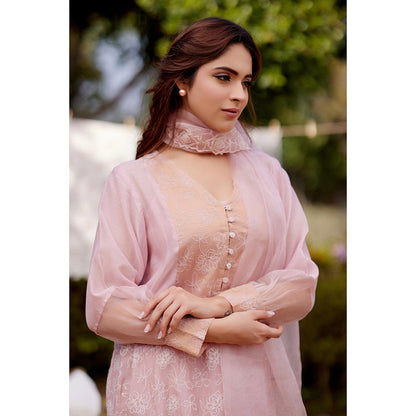 Naaz By Noor Pink Kurta with Pant and Dupatta (Set of 3)