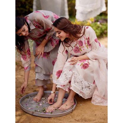 Naaz By Noor White Kurta with Pant and Dupatta (Set of 3)