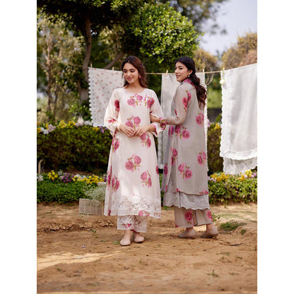 Naaz By Noor White Kurta with Pant and Dupatta (Set of 3)
