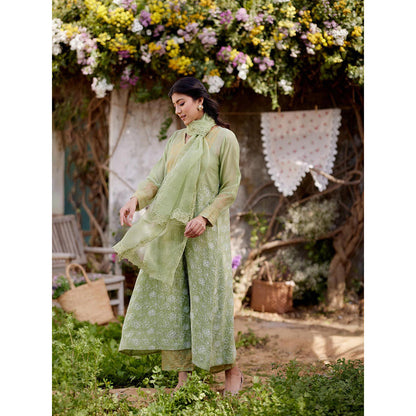 Naaz By Noor Green Kurta with Pant and Dupatta (Set of 3)