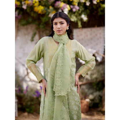 Naaz By Noor Green Kurta with Pant and Dupatta (Set of 3)