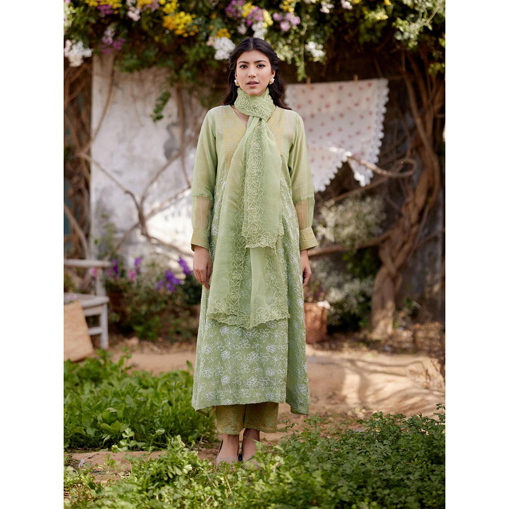Naaz By Noor Green Kurta with Pant and Dupatta (Set of 3)