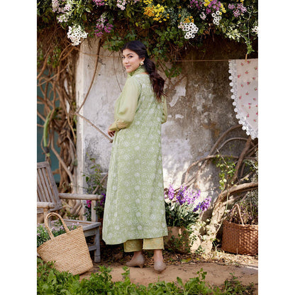 Naaz By Noor Green Kurta with Pant and Dupatta (Set of 3)