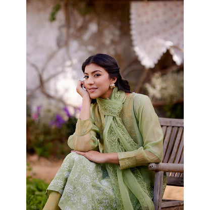 Naaz By Noor Green Kurta with Pant and Dupatta (Set of 3)