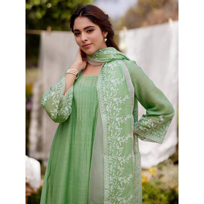 Naaz By Noor Green Calla Lily Kurta with Pant and Dupatta (Set of 3)