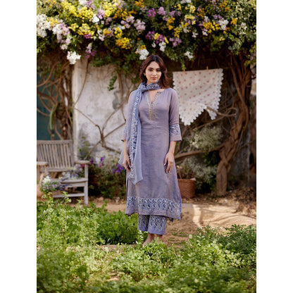 Naaz By Noor Blue Butterfly Blush Kurta with Pant and Dupatta (Set of 3)