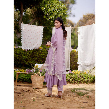 Naaz By Noor Lavender Kurta with Pant, Slip and Dupatta (Set of 4)