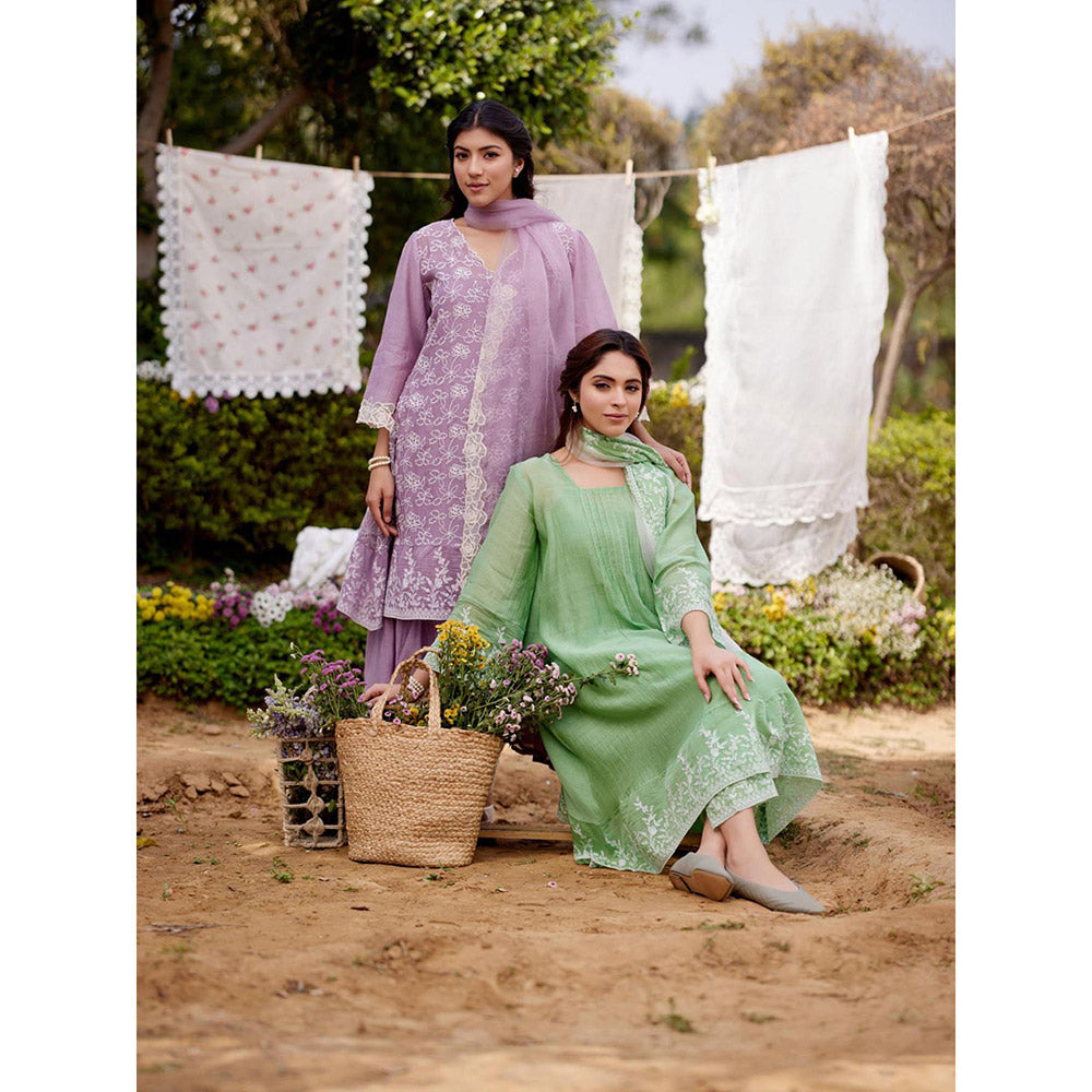 Naaz By Noor Lavender Kurta with Pant, Slip and Dupatta (Set of 4)